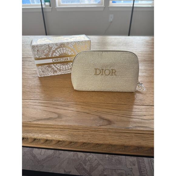 Christian Dior Handbags - Christian Dior Limited Edition Gold Shimmer Holiday Makeup Bag Pouch Charms NEW